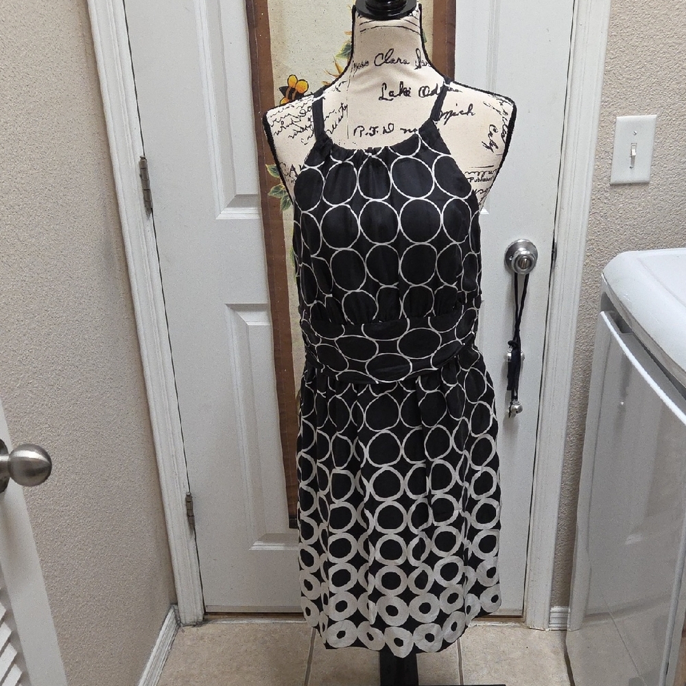 Chic Black and White Halter Dress